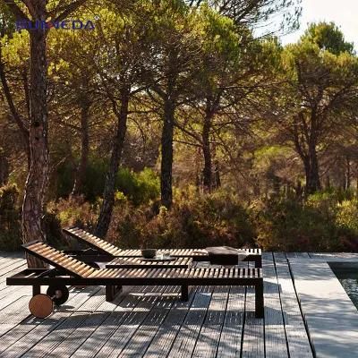 Adjustable Aluminum Frame Furniture Garden Lounger Recumbent Beds with Wheels