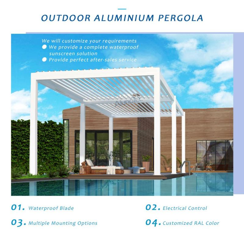Garden Adjustable Louvered Roof Blade Awning System Aluminium Pergola