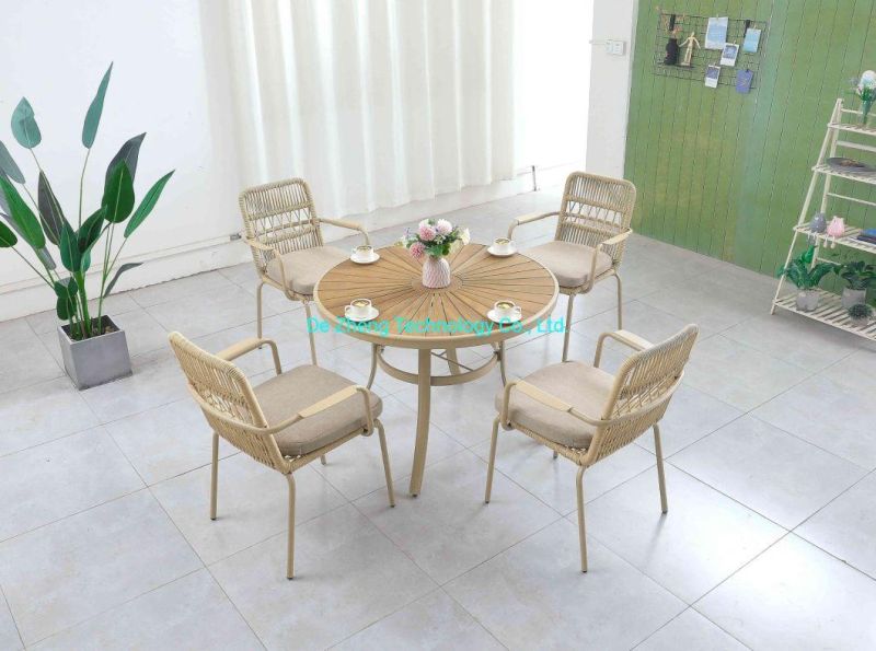 China Wholesale Aluminum French Rope Dining Chair Garden Rope Chair Antique Coffee Restaurant Chair Outdoor Dining Chair