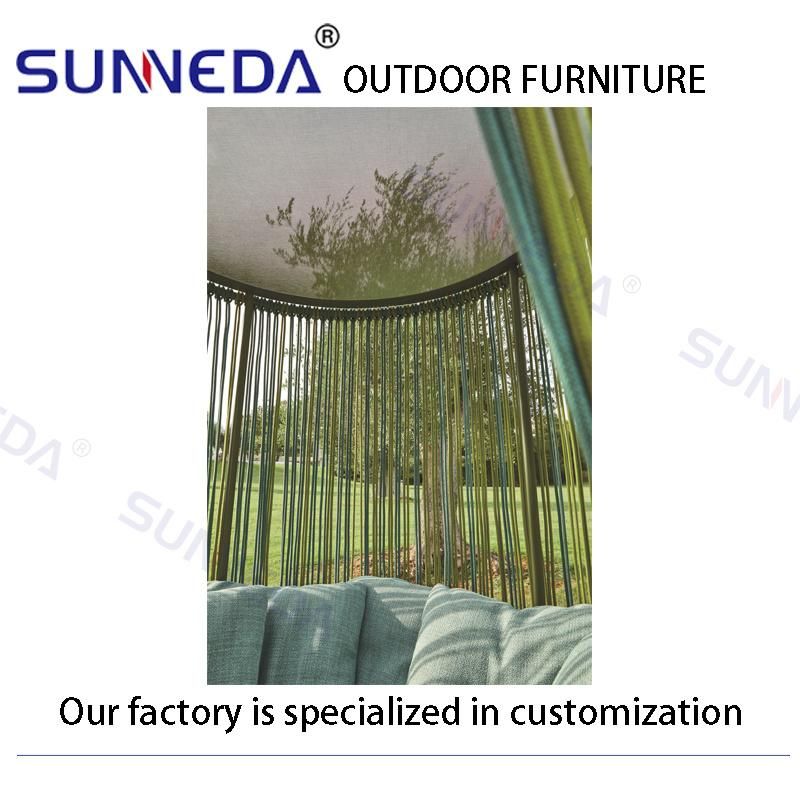 Luxury Modern Cabana Gazebo Sunbed Sofabed with Round Ribbon Curtain