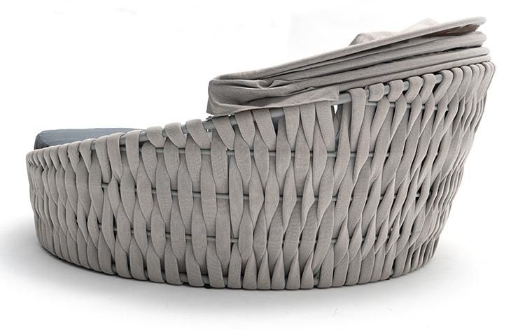 Modern Luxury Hotel Garden Aluminum Rope Chaise Lounge Daybed Sunbed Outdoor Furniture