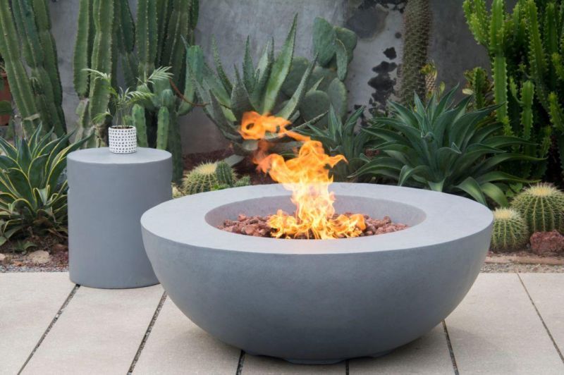 Patio Gas Propane Concrete with Lava Rocks Fire Pit Firepit Table