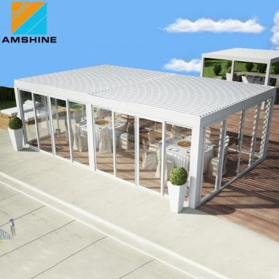 Outdoor Sunshade Waterproof Motorized Aluminum Pergola with Sliding Glass Door