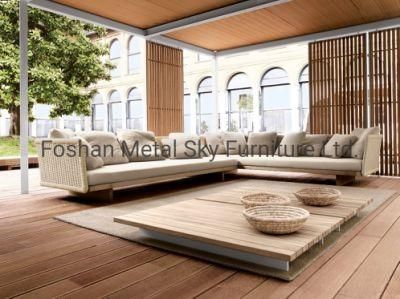 Outdoor Aluminum Garden Hotel Villa Patio Wicker Wooden Rattan Sofa