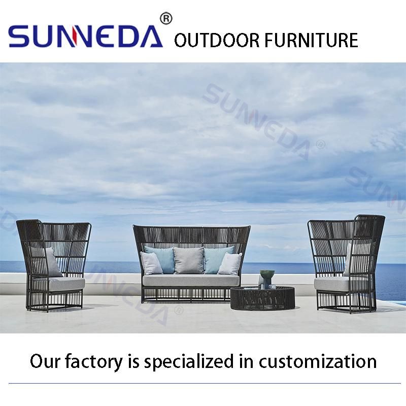 Hotsale Durable Aluminium Metal Wicker Rattan Crafted Furniture Set