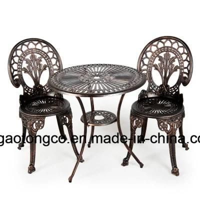 Garden Bistro Set 3 PCS with Cushions 1 Table 2 Armchairs Outdoor Cast Aluminium Furniture Black