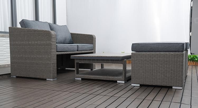 4PCS Garden Sofa Set Rattan Outdoor Furniture with Adjustable Table