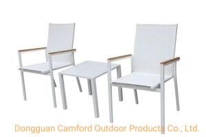 Contemporary Chair / with Armrests / Fabric / Aluminum/High Back/Teak