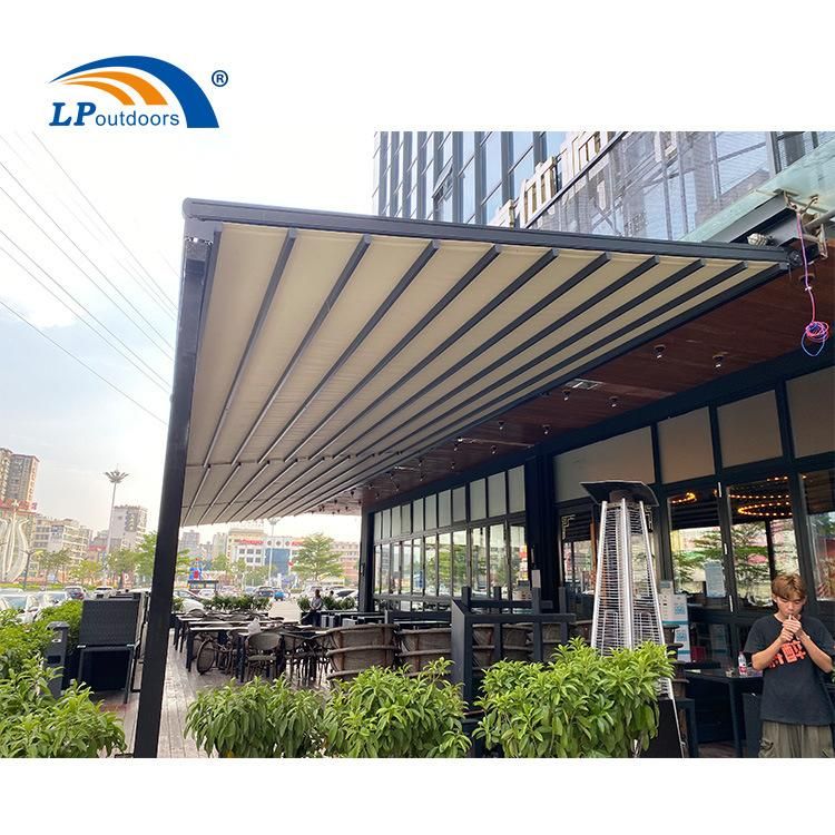 Coffee Bar Powder Coated Aluminum Intelligent Pub Pergola Automatic Shutter Roof Patio for Outdoor Space