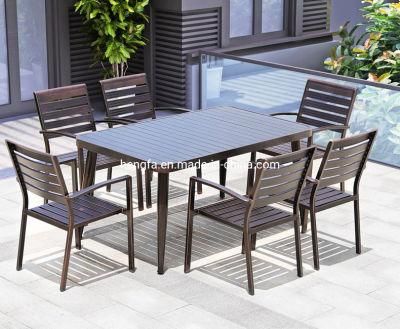 Modern Outdoor Leisure Garden Furniture Plastic Wood Aluminum Dining Table