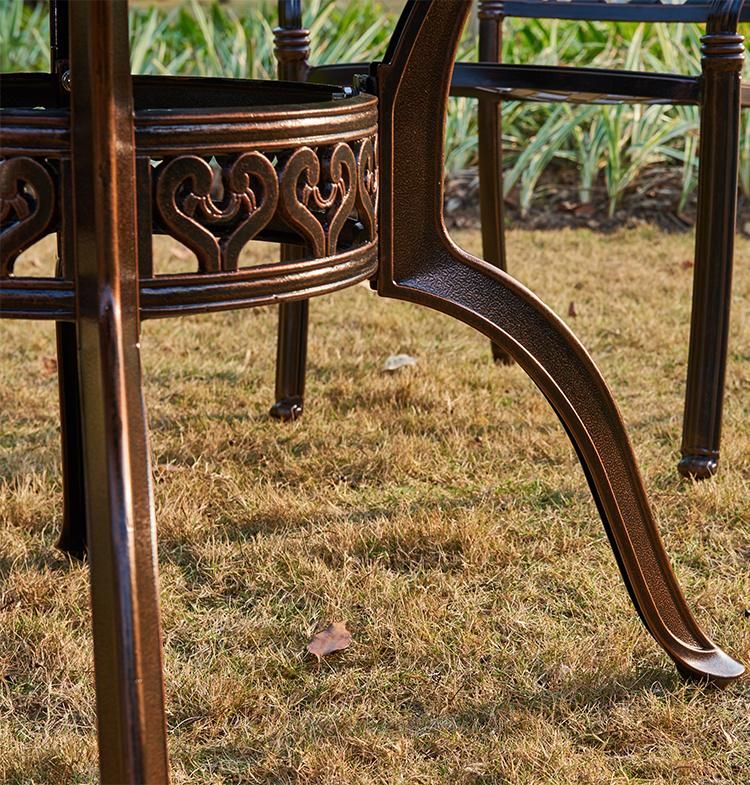 Moistureproof Square Table Cast Aluminum Bistro Patio Set Garden Furniture with 4 Seaters