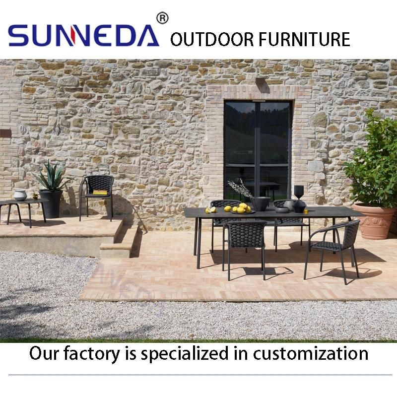 Contemporary Outdoor Sectional Furniture All Weather Aluminum Table and Chairs