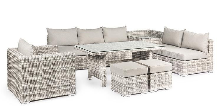 Sectional Luxury Garden Furniture Set Aluminum Rattan Outdoor Corner Sofa