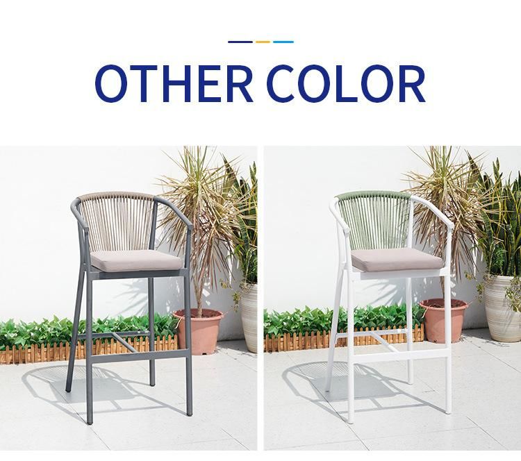 Vangarden Patio Outdoor Garden Aluminum Rope Bar Chair