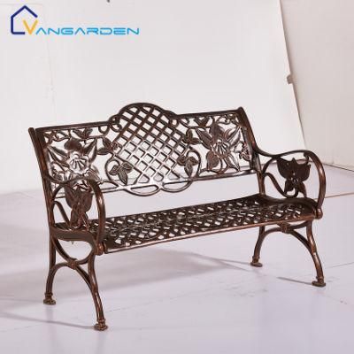 Bronzed Bench Chair Outdoor Cast Aluminum Part Bench Garden Chair