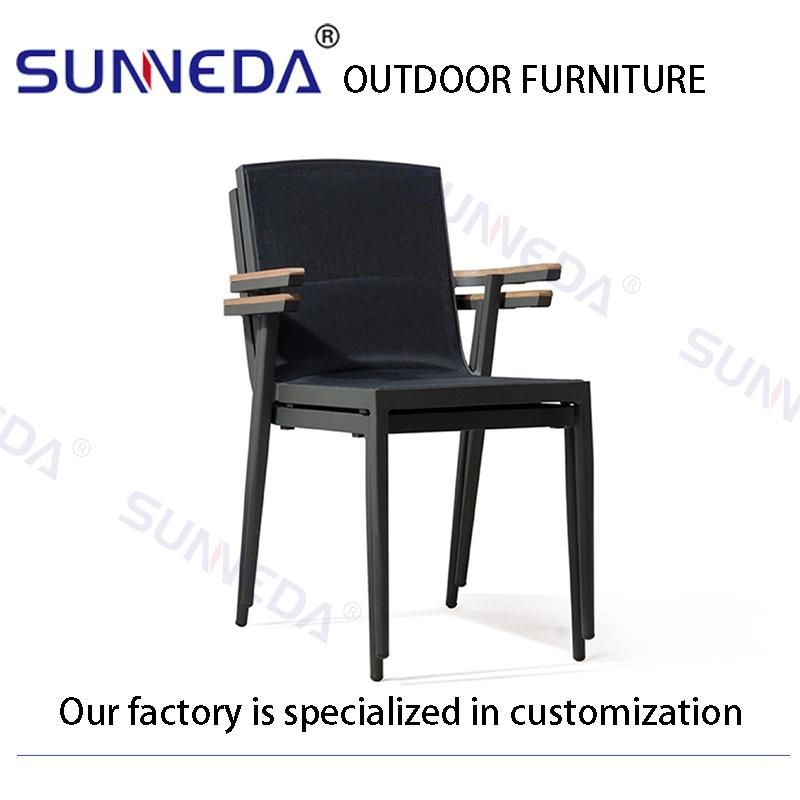 Aluminum Frame with Teak Wood Armrest All Weather Outdoor Chair