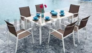 Aluminum Fabric Outdoor Dining Table Set for Leisure Space