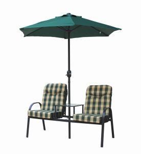 Two Seats Conversation Sets with Parasol and Coffee Table