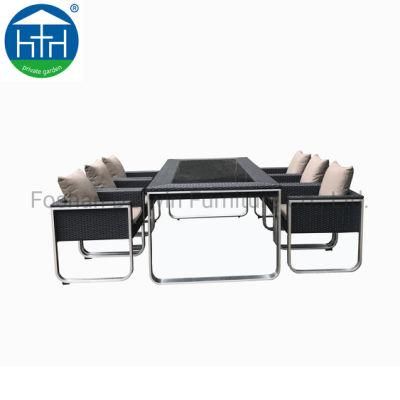 Outdoor Modern Rattan Dining Table Chairs Set Furniture Table for Balcony