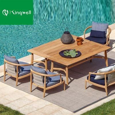 New Style Comfortable Garden Teak Wood Furniture Wooden Frame Sofa for Swimming Pool