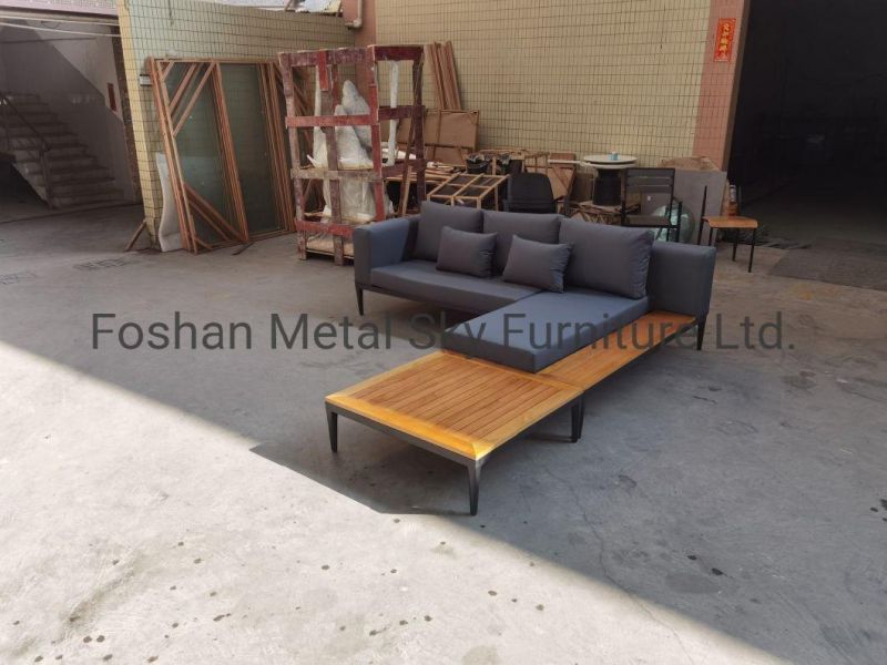 Outdoor Aluminum Garden Hotel Restaurant Villa Patio Teak Combination Wooden Sofa