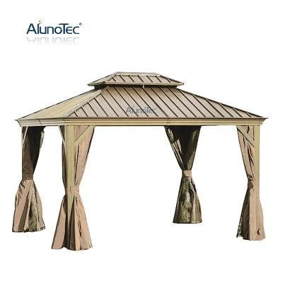 Roman Outdoor Tent Aluminum Profile Pavilion Hardtop Gazebo With Side Curtain