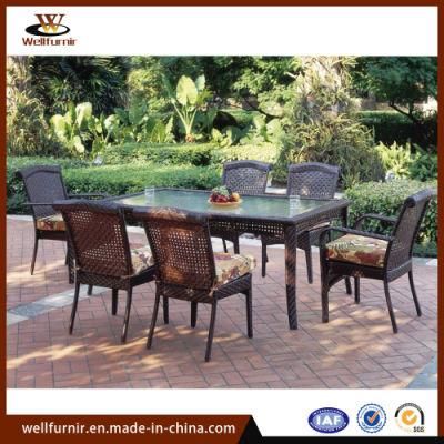 Outdoor Furniture 6-Seater Classic Rattan Dining Table Sets (WF050028)