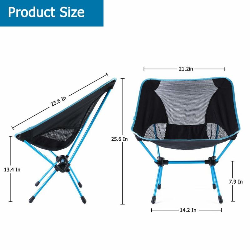 Terralite Portable Camp Chair. Perfect for Camping, Beach, Backpacking & Outdoor Festivals. Compact & Heavy Duty (Supports 300 lbs) . Includes Terragrip