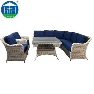 American Big Size Patio Furniture Half Round PE Wicker Corner Sectional Sofa Couch