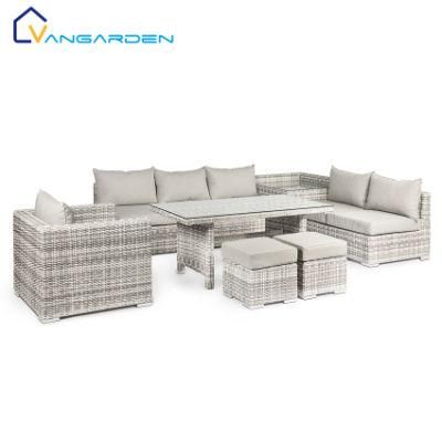 Sectional Luxury Garden Furniture Set Aluminum Rattan Outdoor Corner Sofa
