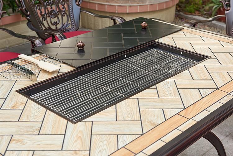 Economic Long Table Patio Set out Door Furniture with BBQ Function