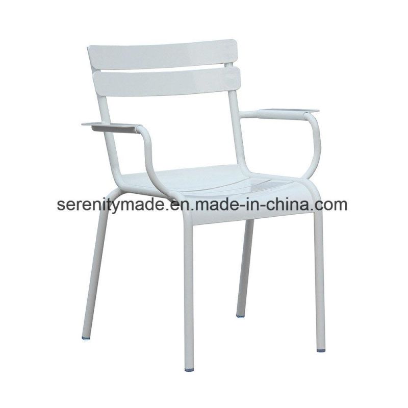 Outdoor Furniture Powder-Coated Aluminum Stacking Cafe Dining Chairs
