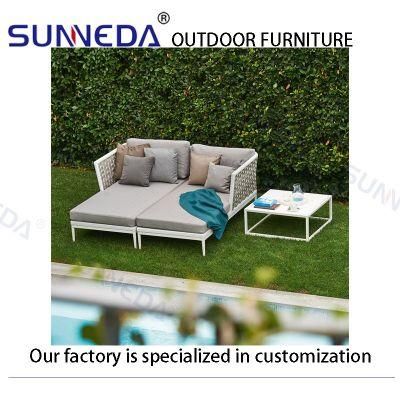 Outdoor Contemporary Sofa Artistic Table with White Silk Screen Glass