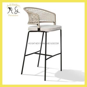 Modern Garden Rope Woven Quick Dry Foam Metal Bar Stool