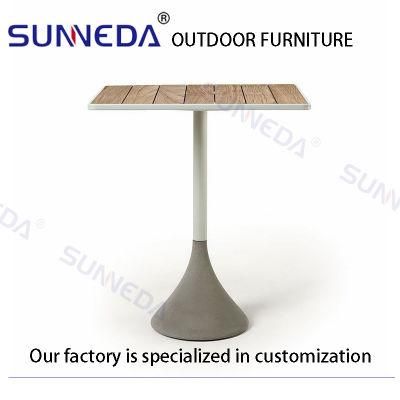 Outdoor Elegant Modern Single High Feet Teak Surface Bar Table