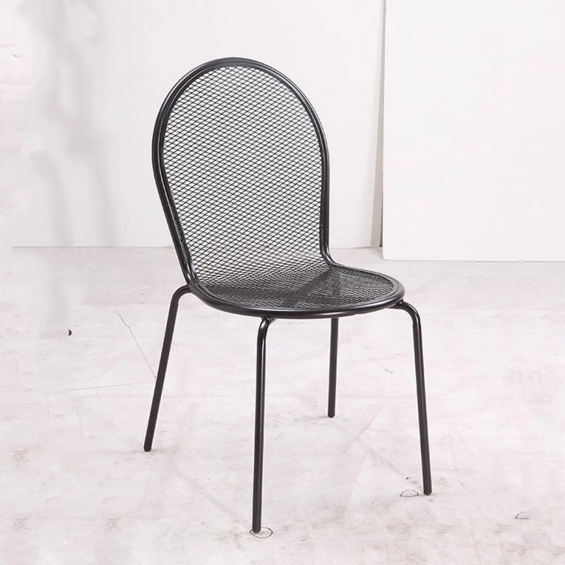 Flat Armchair Us Popular Restaurant Dining Room Iron Furniture Outdoor Steel Wire Chair
