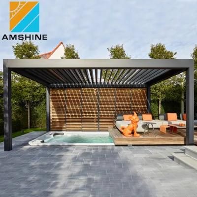 Modern Style Automatic Louver System Remote Control Gazebo Pergolas Motorized Louver Aluminium Pergola for Four Seasons