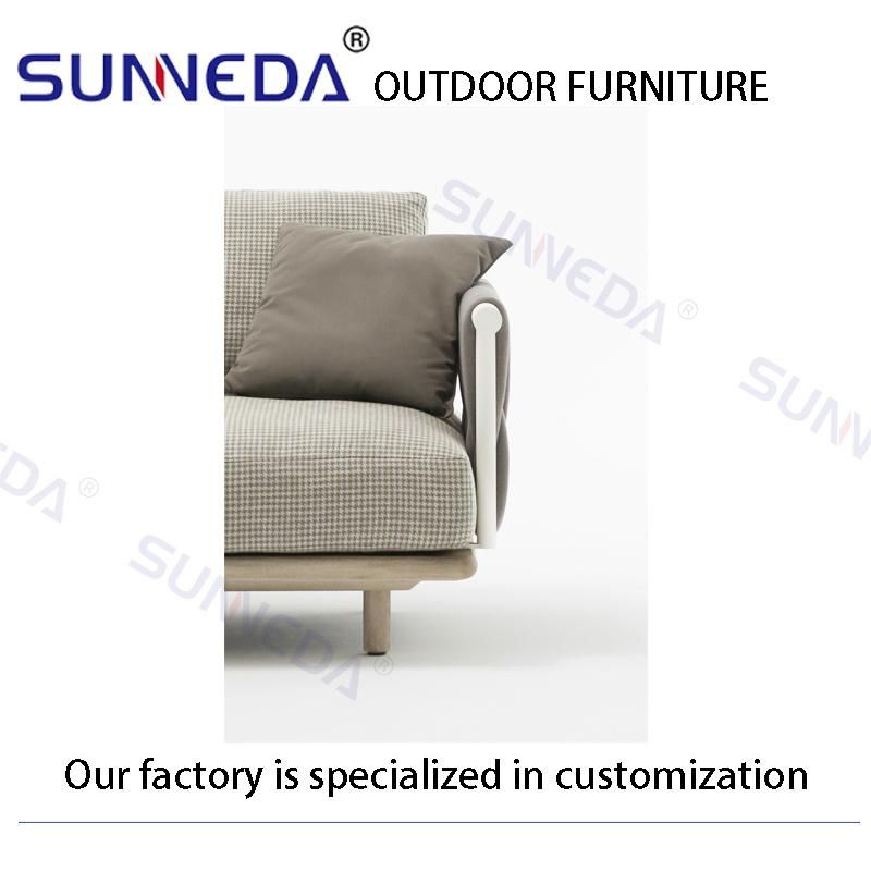 with Waterproof & Back Cushion Aluminum L Shape Garden Sofa Set for Home