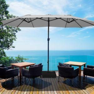 10FT Metal Luxury Outdoor Large Parasol Beach Patio Umbrella Double Head Garden Umbrella