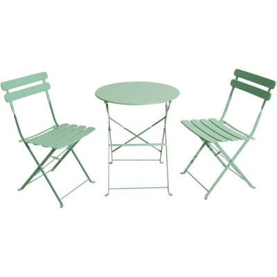 Patio Bistro Table Sets, 3 Pieces Foldable Balcony Sets of Folding Bistro Chairs and Table