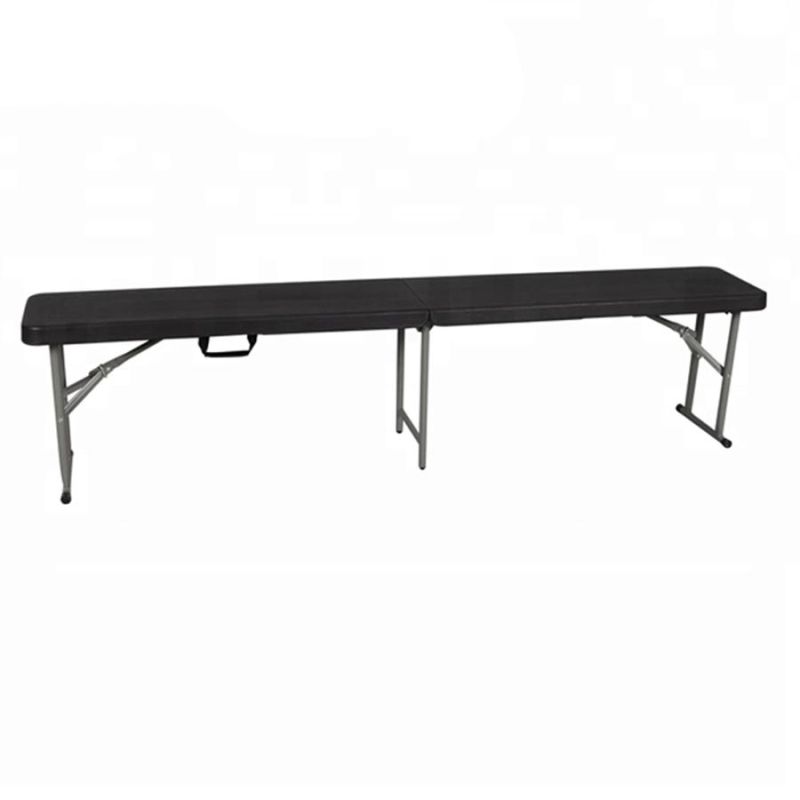 Black Wicker Design 6FT Outdoor Picnic Plastic Folding Bench