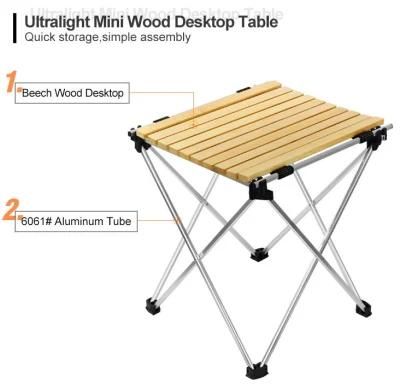 Ultralight Mini Wood Desktop Camping Folding Table