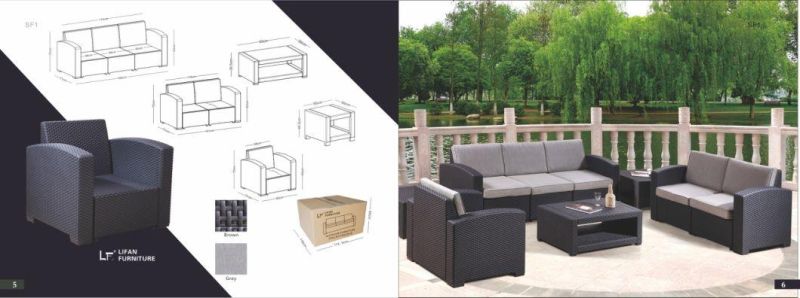 Hotel Patio Lounge Set Plastic Rattan Sofa