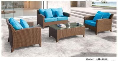 Patio Outdoor Furniture Sets, Wicker Garden Brown Sofa and Chairs for Sale 4 Pieces Rattan Set for Garden