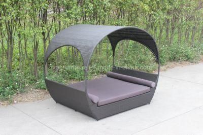 Garden Patio Rattan Leisure Long Sunbed Outdoor Furniture with Canopy