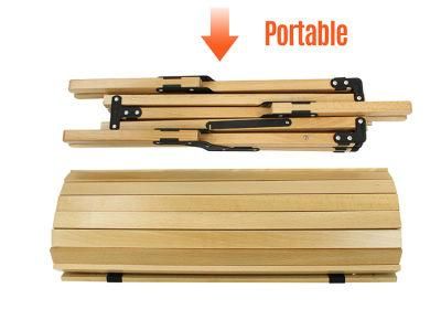 Portable Roll Top Camping Table Wood Folding Table