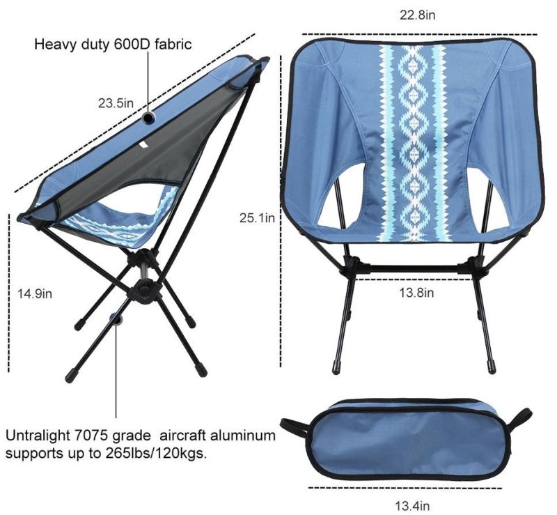 Beach Camping Adjustable Height Compact Folding Backpacking Chairs
