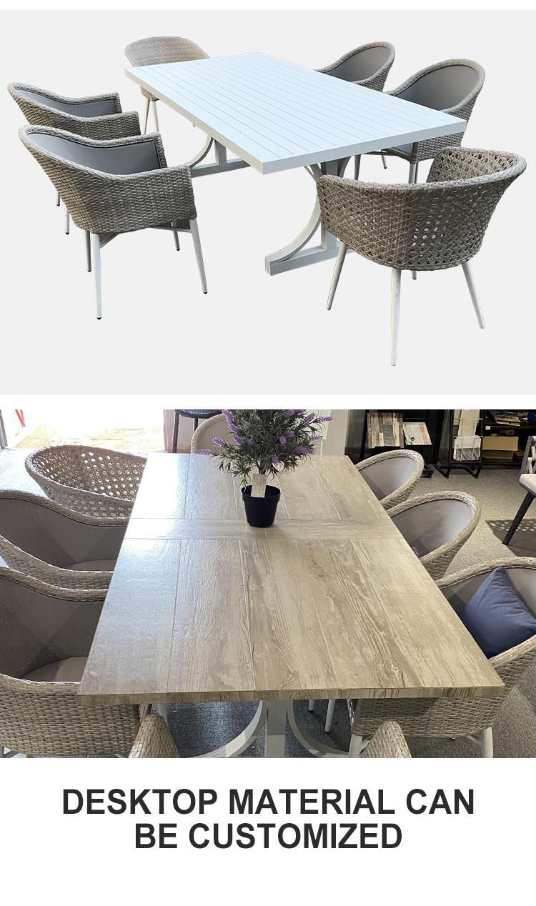 New Design Outdoor Dining Set Garden Furniture with Aluminum Frame Rattan Wicker Table and Chair
