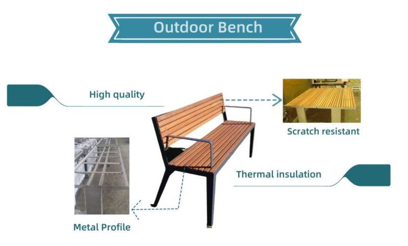 Modern Metal Garden with Armrests Park Outdoor Bench