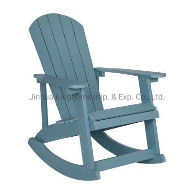 All-Weather Poly Resin Wood Adirondack Rocking Chair with Rust Resistant Stainless Steel Hardware in Sea Foam